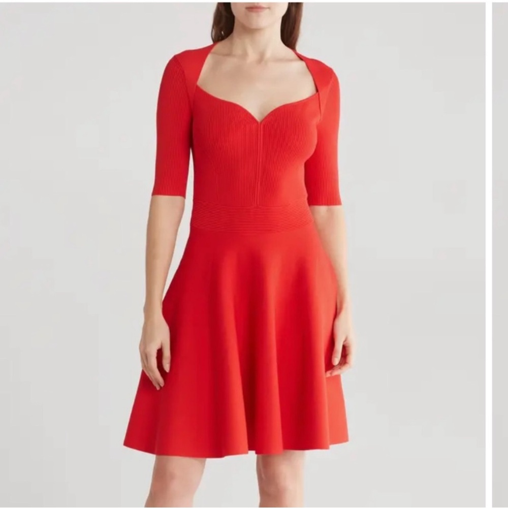 NWT Ted Baker Millly Sweetheart Neckline Elbow Length Sleeves Dress Size 6